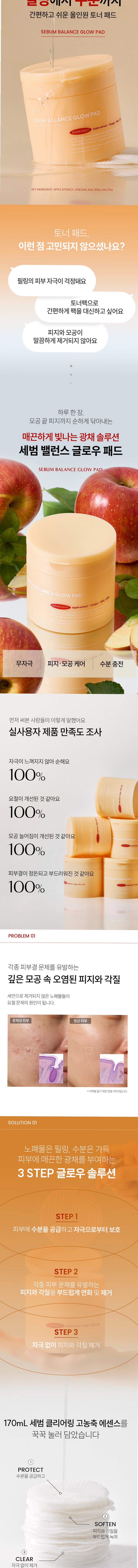 [요철제로 필링패드] 글로우 토너 패드 지우개 좁쌀 피지 모공 각질 아하 바하 60매, 3개